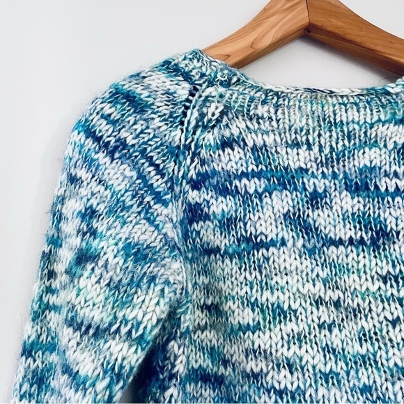 Anthropologie Sleeping On Snow Anthro Blue Marled Wool Sweater Medium - Picture 5 of 8